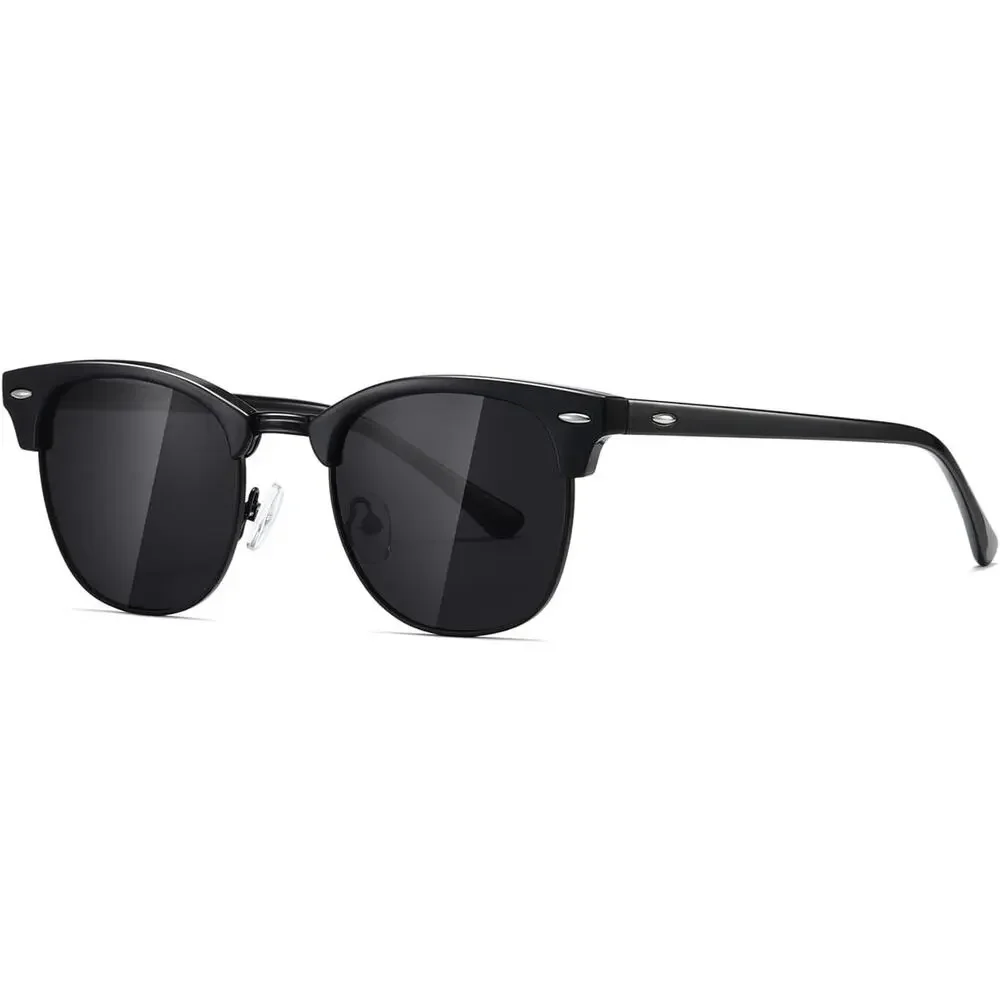 Retro Unisex Matte Black Lens Horn Rimmed Sunglasses Driving